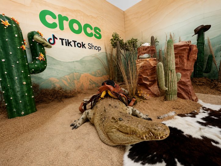 Crocs x TikTok Shop desert installation with scenic props
