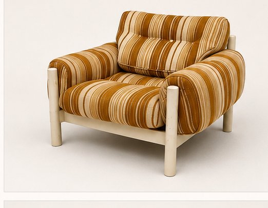 Vintage striped lounge chair with tubular frame