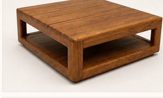 Vintage solid wood coffee table with open shelf