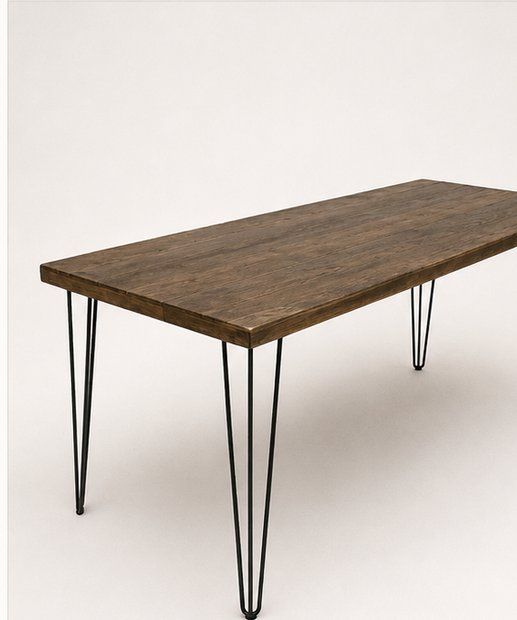 Vintage wood table with hairpin legs